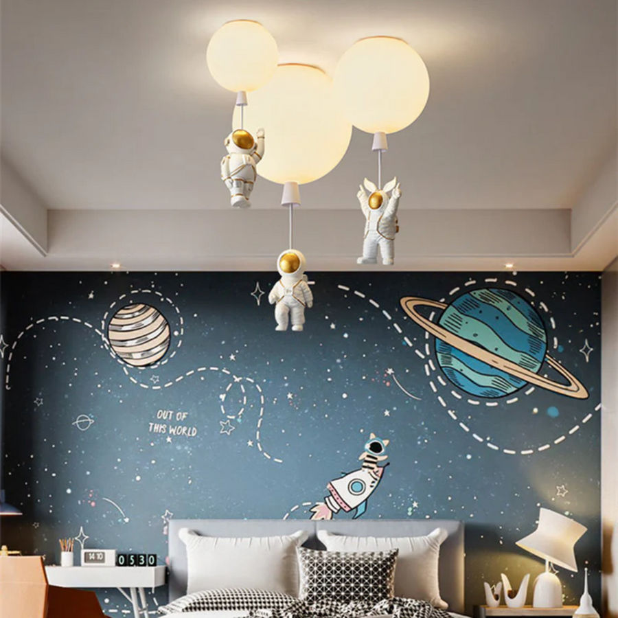 Moderne Mond- und Astronauten LED-Deckenleuchte für Kinderzimmer – Stimmungsvolle Raumbeleuchtung