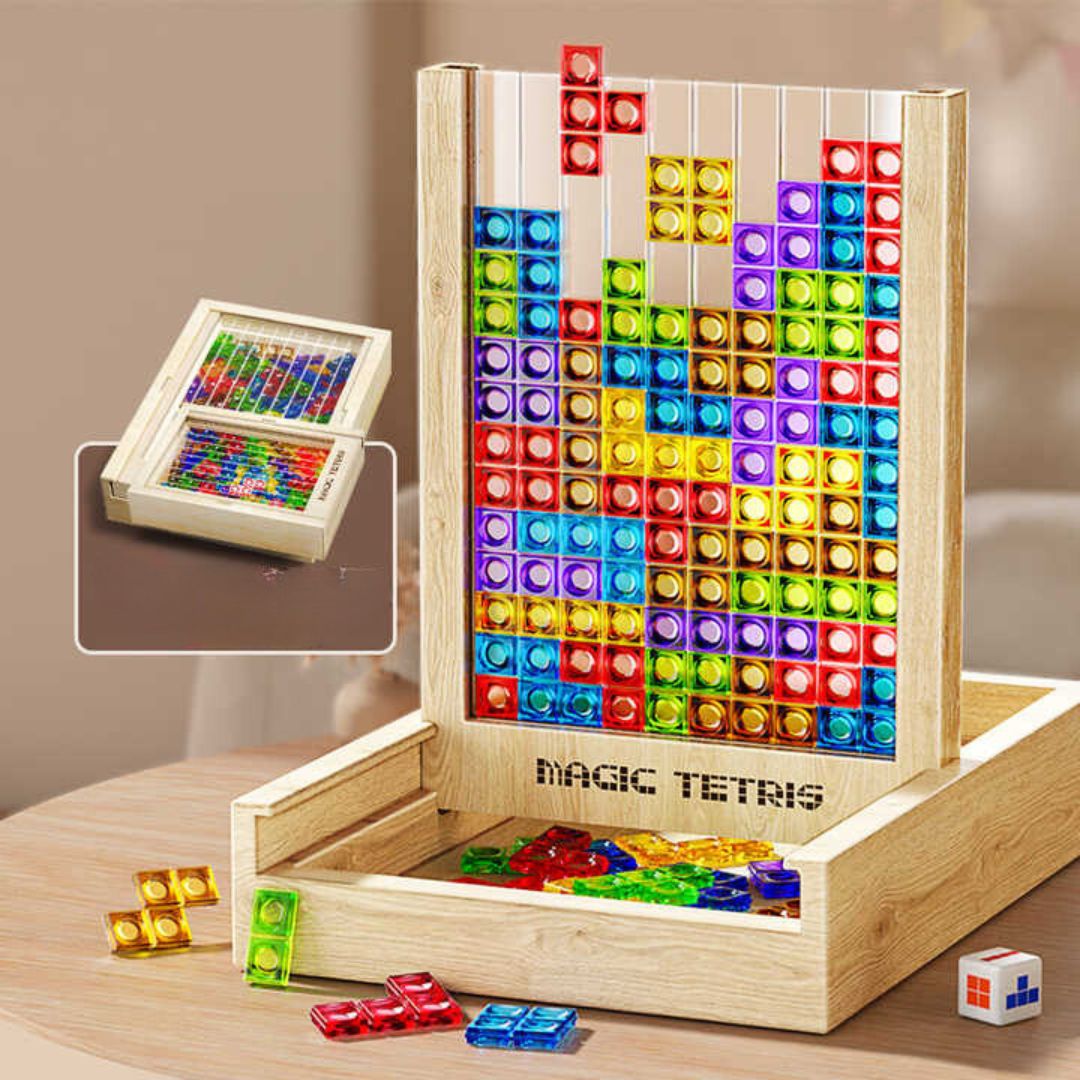 Magisches Tetris Spiel aus Holz – Klassisches Design für Denksport