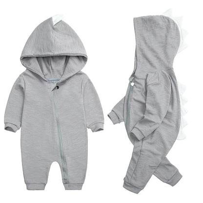 Niedlicher Baby-Overall mit Dinosaurier-Kapuze – Weicher Strampler für Babys