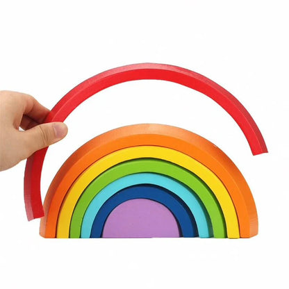 Montessori Holz-Regenbogen Stapelspiel für kreative Kinderentwicklung