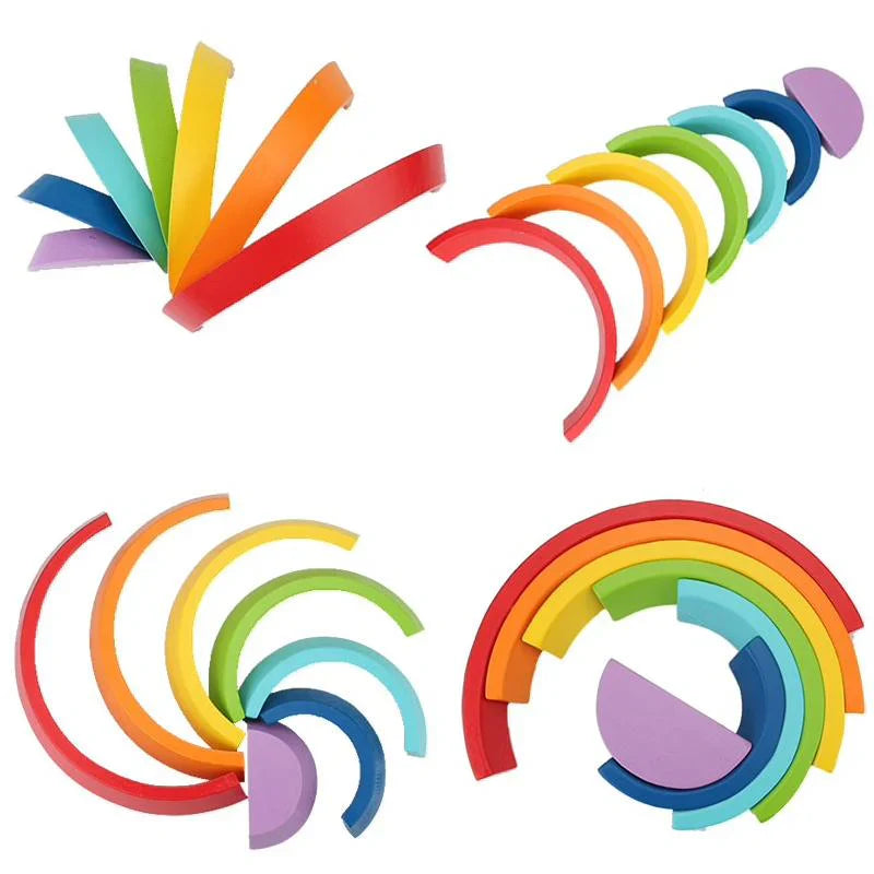 Montessori Holz-Regenbogen Stapelspiel für kreative Kinderentwicklung