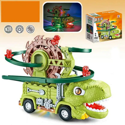 Dino-Rennspaß – Dino-Truck mit integrierter Rennbahn für Kinder