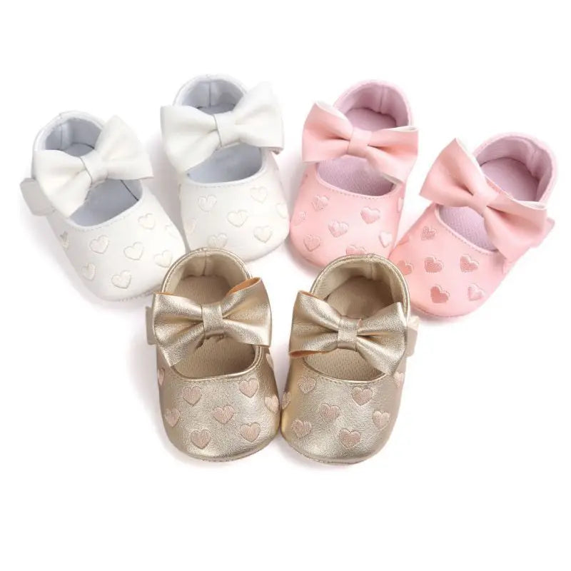 Anti-Rutsch Krabbelschuhe für Babys – Weiche Schuhe mit Schleife für Mädchen