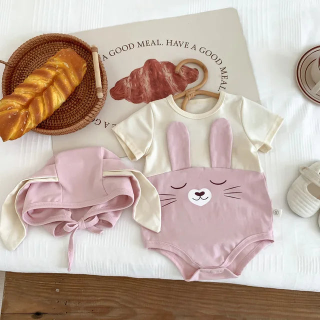 Niedliches Baby-Hasen-Set mit Ohren – Langärmliger Strampler für süße Träume