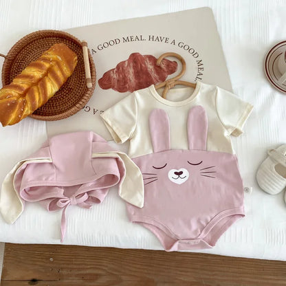 Niedliches Baby-Hasen-Set mit Ohren – Langärmliger Strampler für süße Träume