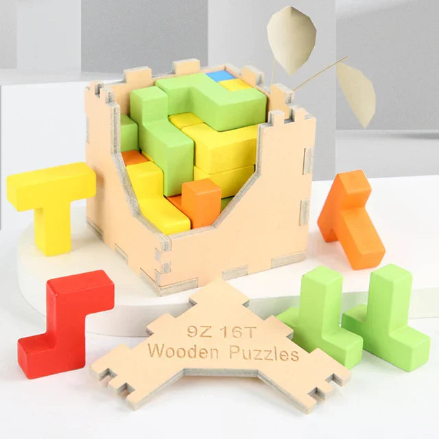 Herausforderndes 3D Holz-Puzzle – Tetris Spiel für Kinder und Erwachsene