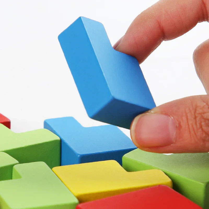 Herausforderndes 3D Holz-Puzzle – Tetris Spiel für Kinder und Erwachsene