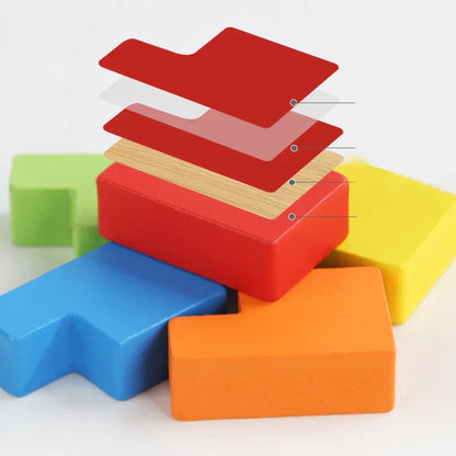 Herausforderndes 3D Holz-Puzzle – Tetris Spiel für Kinder und Erwachsene
