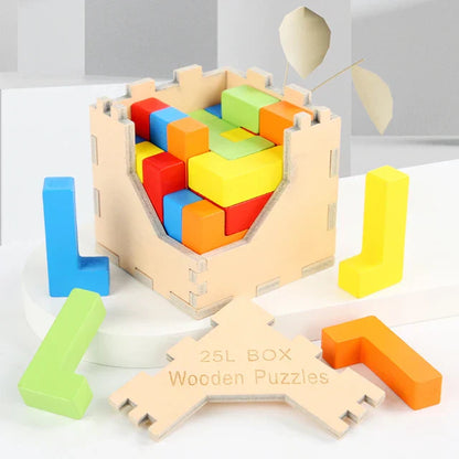 Herausforderndes 3D Holz-Puzzle – Tetris Spiel für Kinder und Erwachsene