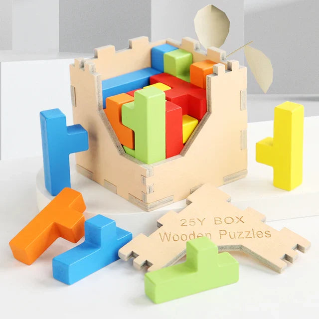 Herausforderndes 3D Holz-Puzzle – Tetris Spiel für Kinder und Erwachsene