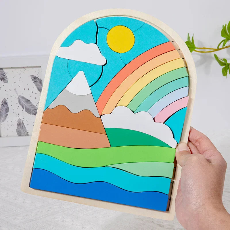 Bunte Regenbogen-Puzzleblöcke – Magischer Spielspaß