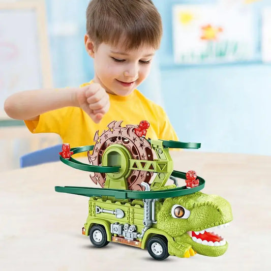 Dino-Rennspaß – Dino-Truck mit integrierter Rennbahn für Kinder