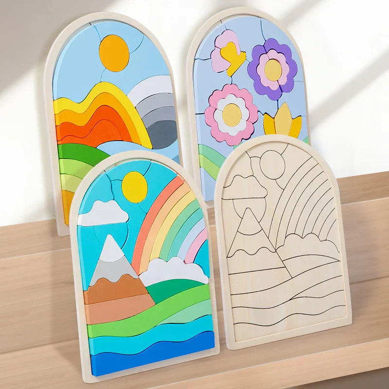 Bunte Regenbogen-Puzzleblöcke – Magischer Spielspaß