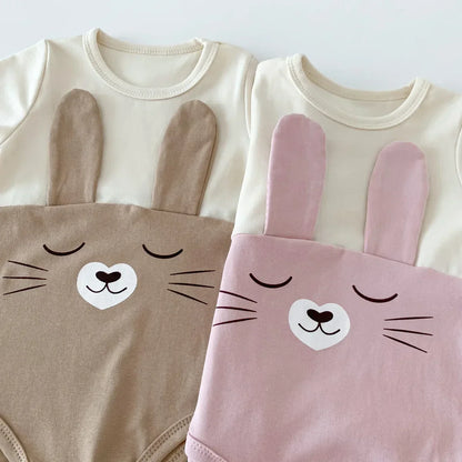 Niedliches Baby-Hasen-Set mit Ohren – Langärmliger Strampler für süße Träume