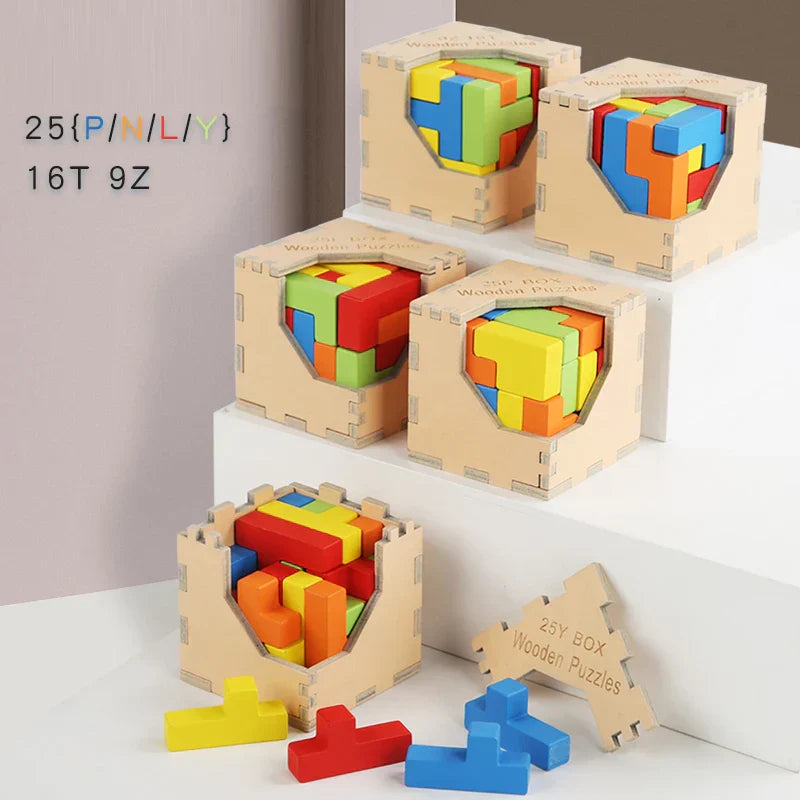 Herausforderndes 3D Holz-Puzzle – Tetris Spiel für Kinder und Erwachsene