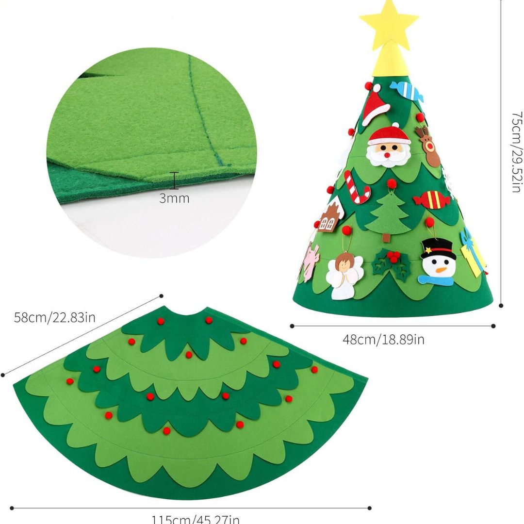 Filz Weihnachtsbaum mit Lichterkette im Montessori-Stil
