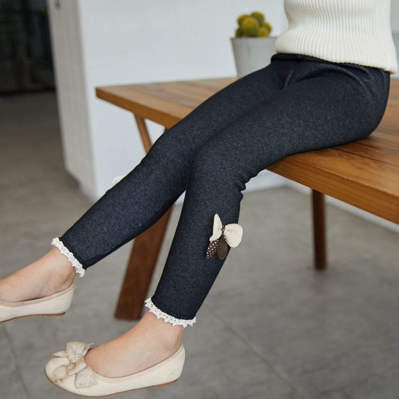 Mädchen Winterleggings mit Zier-Schleife – Warm und Stylisch für Kalte Tage