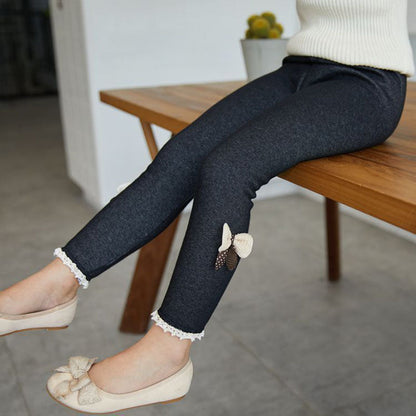 Mädchen Winterleggings mit Zier-Schleife – Warm und Stylisch für Kalte Tage