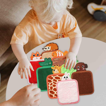 Taktile Tier-Kissen Set – 8 Stück für Kinder