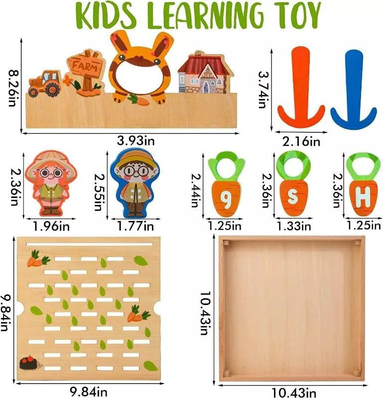 Karotten-Lernspiel aus Holz – Buchstabenspaß für Kinder