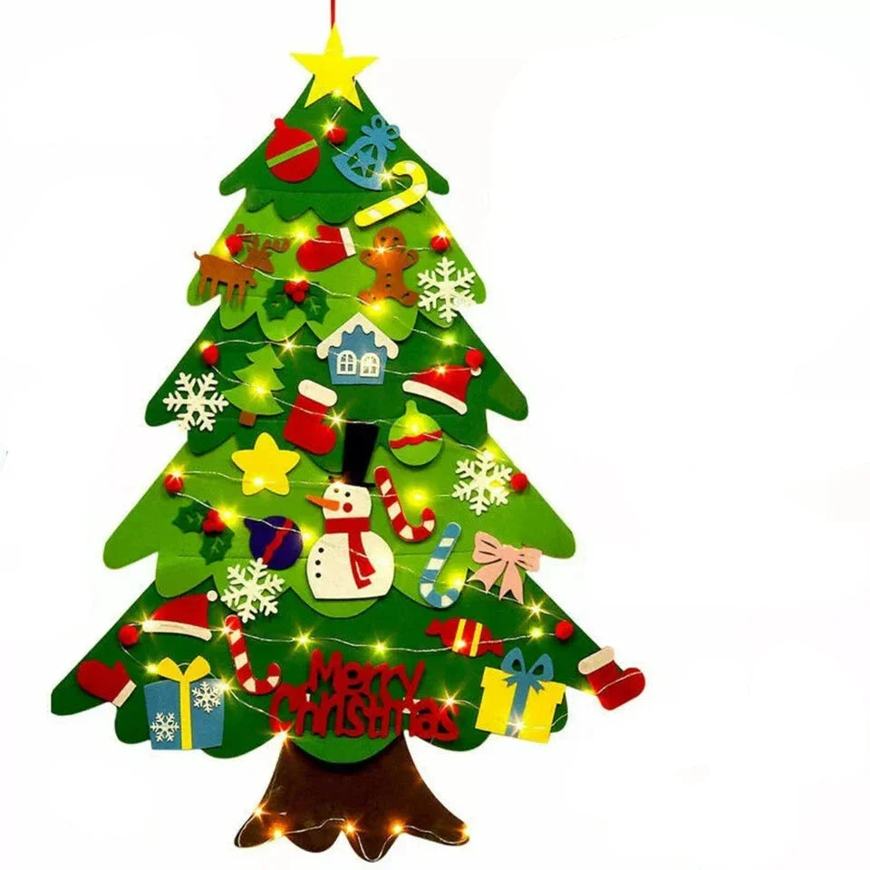 Bunter Montessori Filz Weihnachtsbaum – Mit Lichterkette für festliche Stimmung