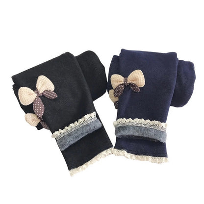 Mädchen Winterleggings mit Zier-Schleife – Warm und Stylisch für Kalte Tage