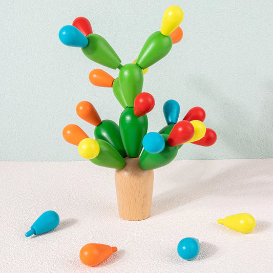 Kaktus Stapelspiel aus Holz – Balancier-Spaß für Kinder